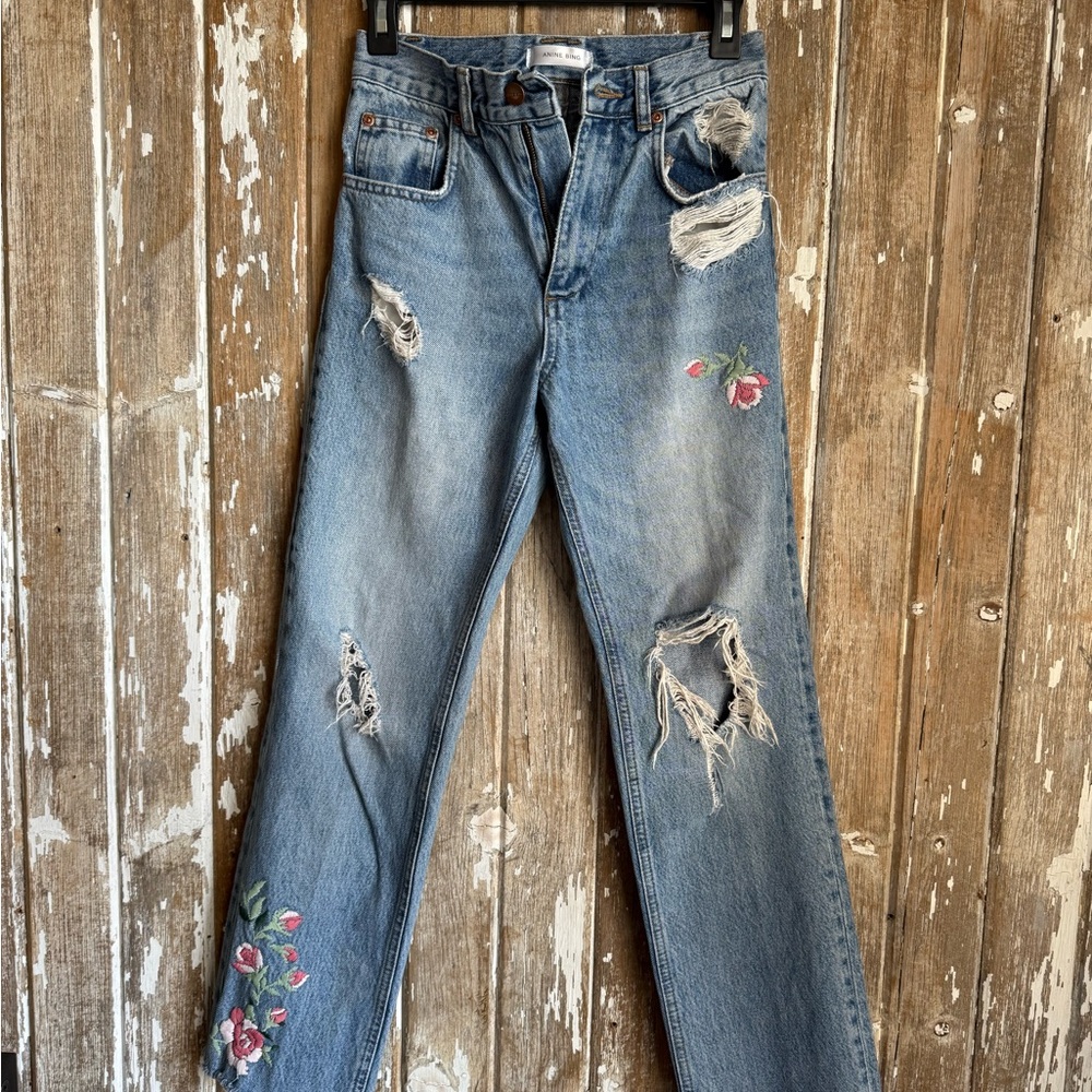 Anine Bing embroidered jeans UNIQUE!